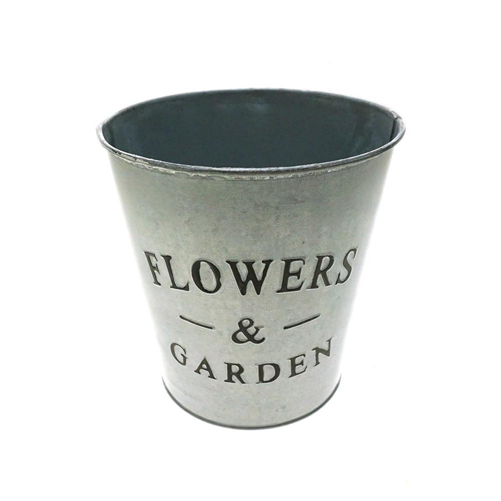 Galvanized Flower & Garden Bucket, Whitewashed, 6-1/4-Inch