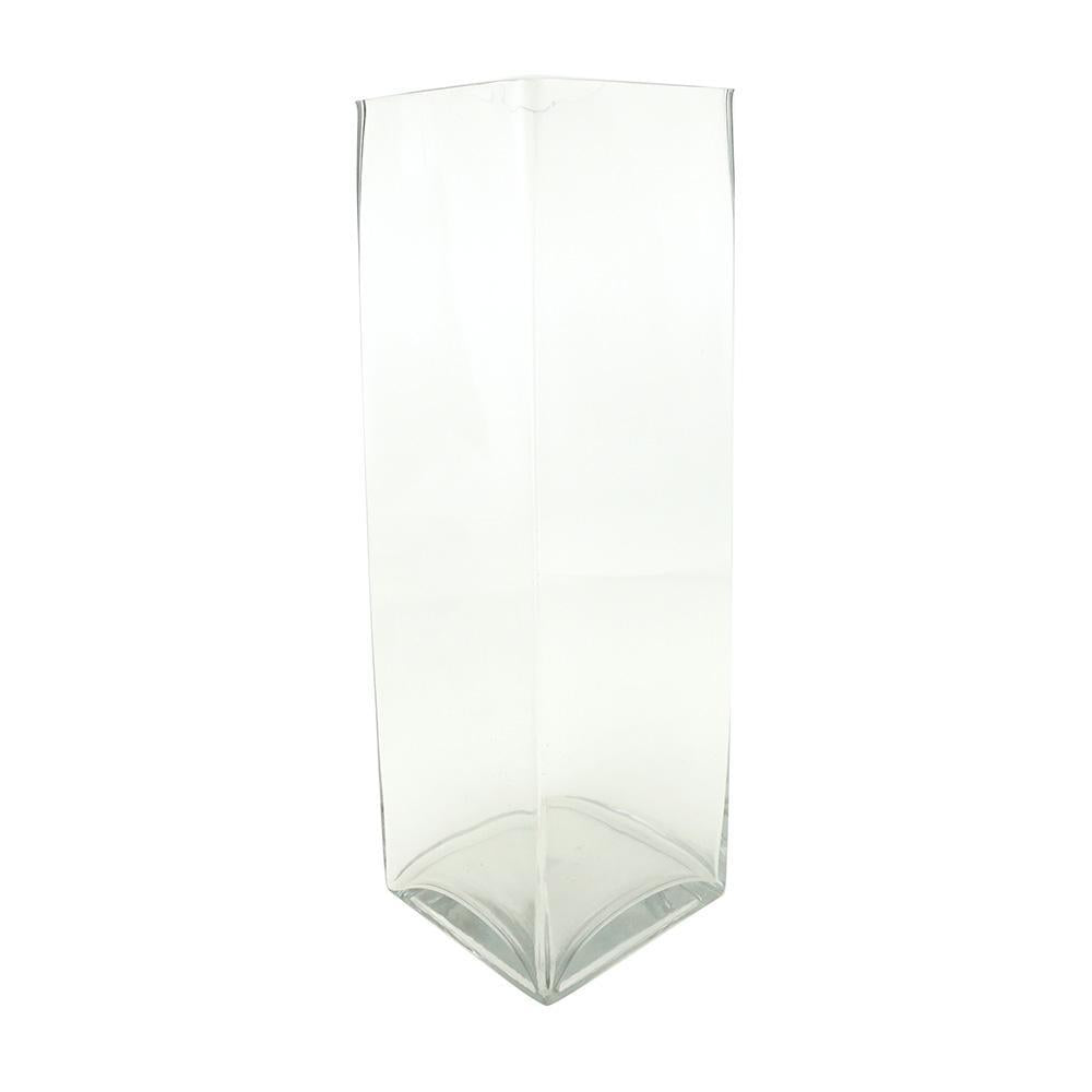 Tall Rectangular Glass Vase, 19-1/2-Inch