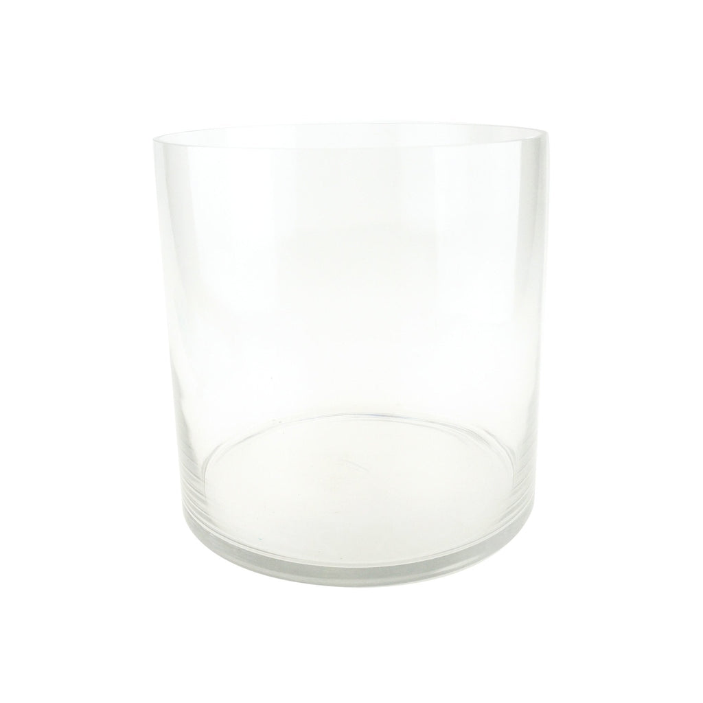 Wide Bottom Cylinder Glass Vase, 10-Inch