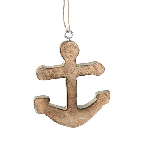 Anchor Wooden Christmas Ornament, 4-1/2-Inch