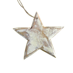 Hanging Wooden Star Christmas Tree Ornament, 5-1/2-Inch