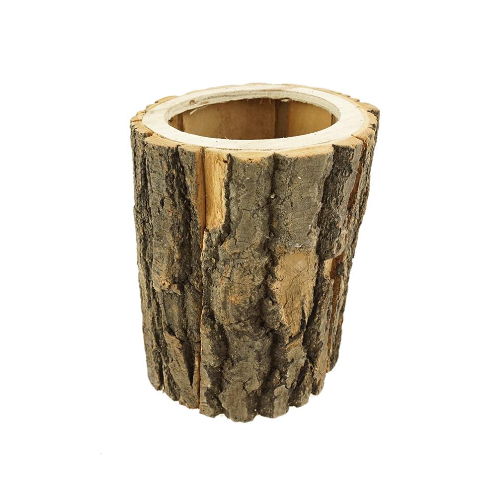 Wooden Bark Planter, 7-3/4-Inch