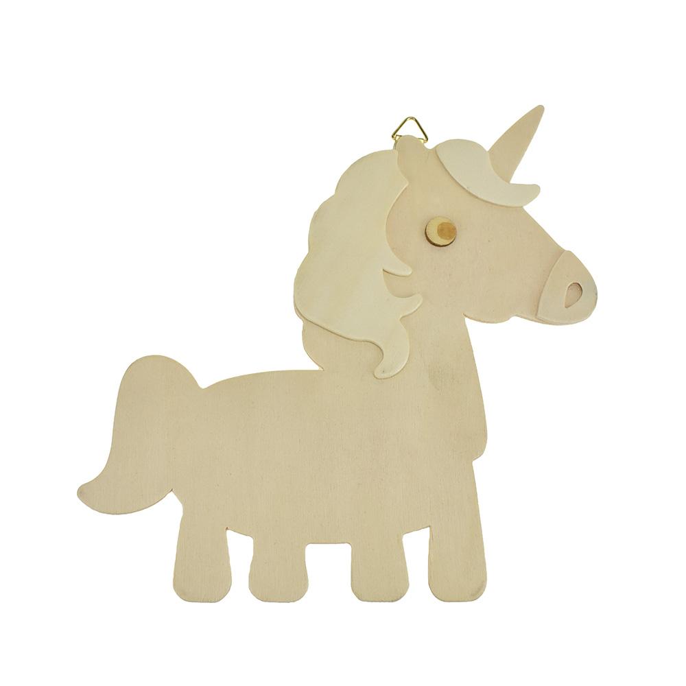 DIY Natural Wood Unicorn Wall Plaque With Metal Hook, 6-7/8-Inch