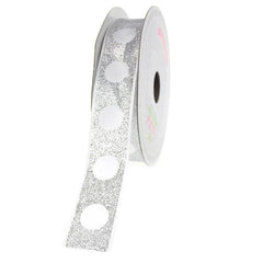 Glitter Ribbon with Satin Dots, 7/8-inch, 10-yard