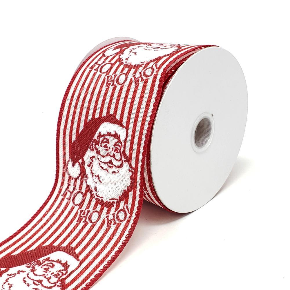Christmas Vintage Santa Red Stripes Ribbon, 2-1/2-Inch, 10-Yard