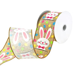 Happy Easter Bunnies Wired Ribbon, 2-1/2-inch, 10-yard