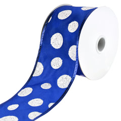 Glittered Jumbo Polka Dots Satin Wired Ribbon, 2-1/2-Inch, 10-Yard