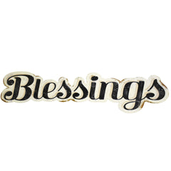 Rustic "Blessings" Hanging Metallic Sign, 35-Inch