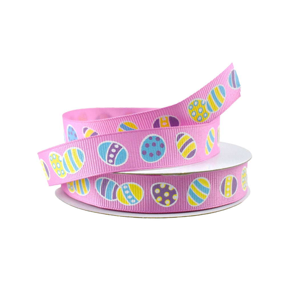 Pastel Easter Eggs Grosgrain Ribbon, 5/8-Inch, 10-Yard