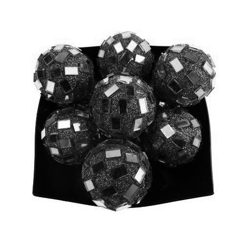 Glitter Disco Ornament Balls, 1-1/4-inch, 10-count, Black