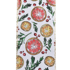 Citrus and Berries White Wired Ribbon, 2-1/2-Inch, 10-Yard