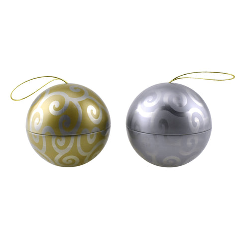 Christmas Ball Ornament Fillable Tins, 4-Inch, 2-Piece