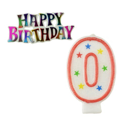 Glitter Number Candles and Happy Birthday Sign, 3-3/8-inch, 2-piece