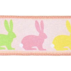 Pastel Easter Bunny Silhouettes Faux Linen Wired Ribbon, 1-1/2-inch, 10-yard