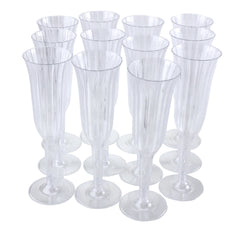 Pleated Plastic Disposable Champagne Glasses, 8-1/2-Inch, 12-Count