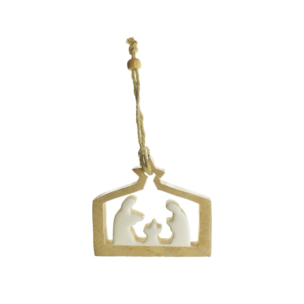 Wooden Nativity Christmas Ornament, 3-3/8-Inch