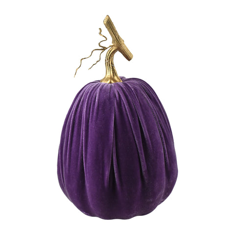 Velvet Pumpkin Centerpiece Decoration, Purple, 12-Inch