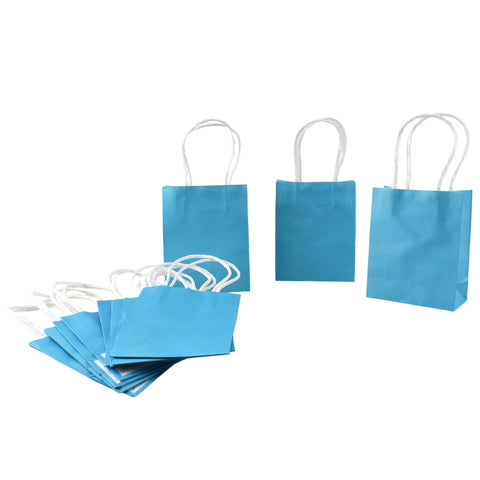 Small Party Favor Paper Treat Bags, 5-Inch, 12-Count - Turquoise