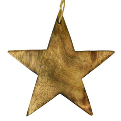 Natural Wooden Star Christmas Ornament, 6-1/2-Inch