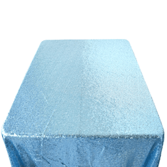 Sparkling Sequins Square Fabric Table Overlay, 72-Inch x 72-Inch - Blue