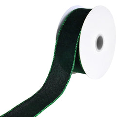 Christmas Lush Velvet Metallic Edge Wired Ribbon, 10-yard