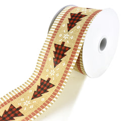 Plaid Christmas Tree Dash Edged Wired Ribbon, 2-1/2-Inch, 10-Yard