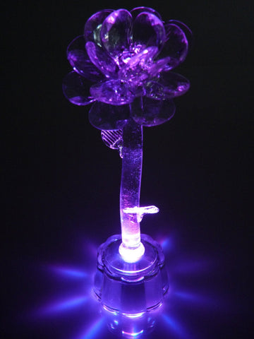 LED Glass Base Light Lamp, 5-1/2-inch, Multi Color, One Flower