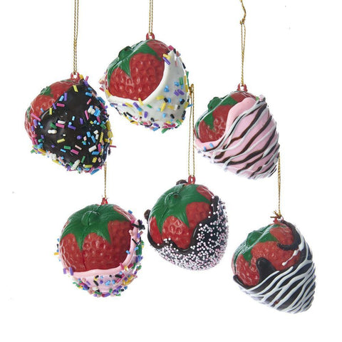 Foam Chocolate Covered Strawberry Christmas Tree Ornaments, 2-Inch, 6-Piece