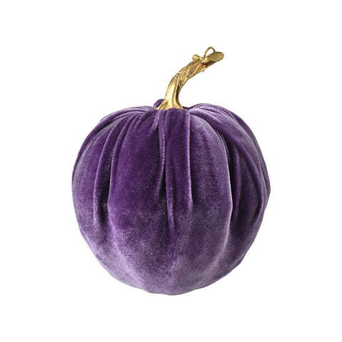 Velvet Pumpkin Centerpiece Decoration, Purple, 7-Inch