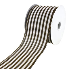 Cabana Stripes Faux Linen Wired Ribbon, 10-yard