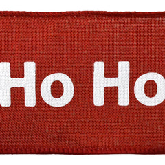 Christmas Ho Ho Ho Faux Linen Wired Ribbon, 2-1/2-inch, 10-yard
