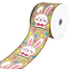 Happy Easter Bunnies Wired Ribbon, 2-1/2-inch, 10-yard