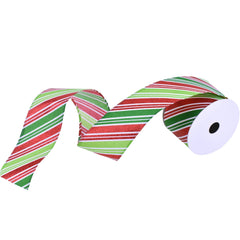 Christmas Glitter Candy Cane Stripes Wired Ribbon, 1-1/2-inch, 10-yard, Green/Red