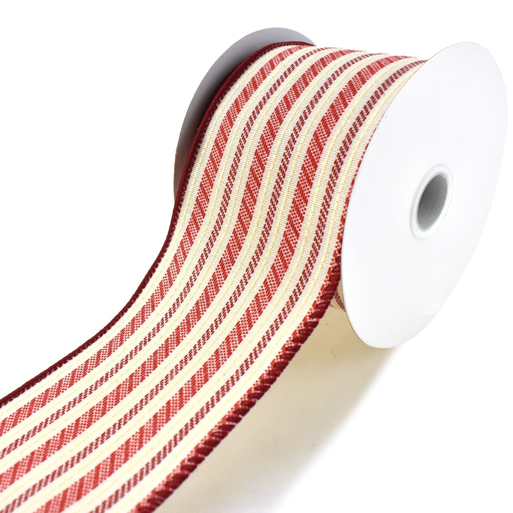 Modern Ticking Christmas Stripes Wired Ribbon, 2-1/2-Inch, 10-Yard