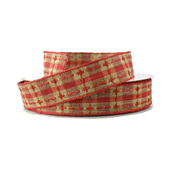 Plaid Saddle Stich Faux Linen Ribbon, 7/8-Inch, 20-Yard