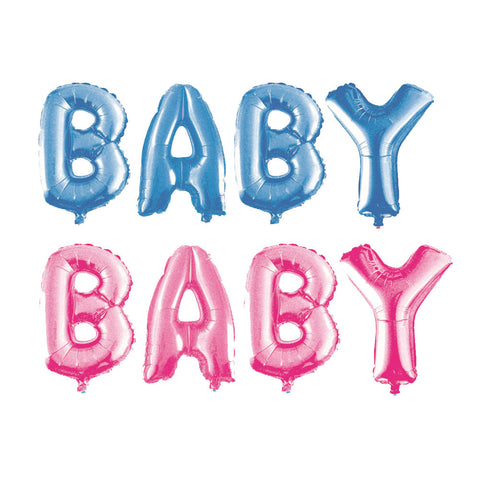 Baby Foil Text Balloon, 32-Inch Letter, 4-Piece
