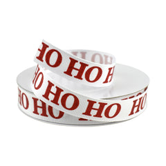 Christmas Ho Ho Ho Grosgrain Ribbon, 5/8-Inch, 10-Yard