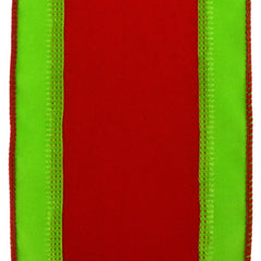 Christmas Velvet Stripe Wired Ribbon, 4-Inch, 10-Yard - Lime Green/Red