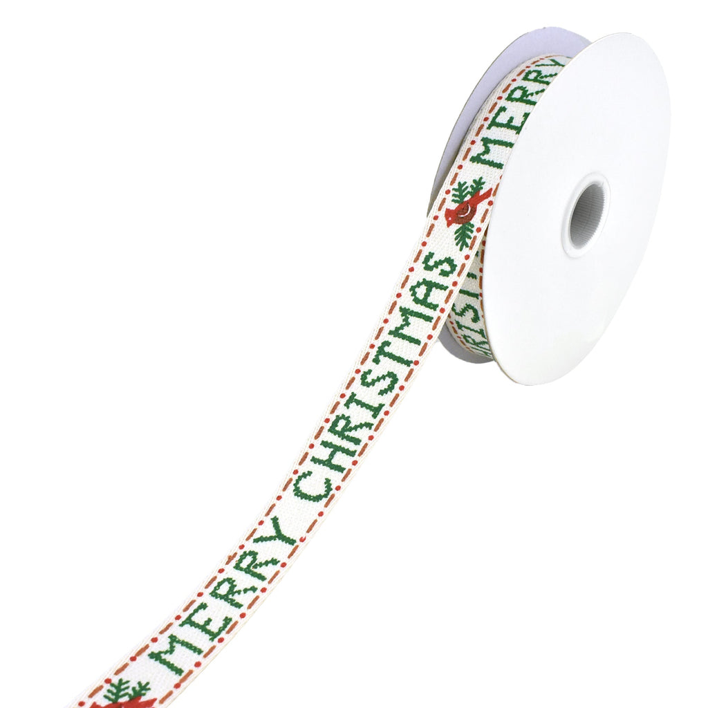 Woodsy Merry Christmas Grosgrain Ribbon, 5/8-Inch, 10-Yard