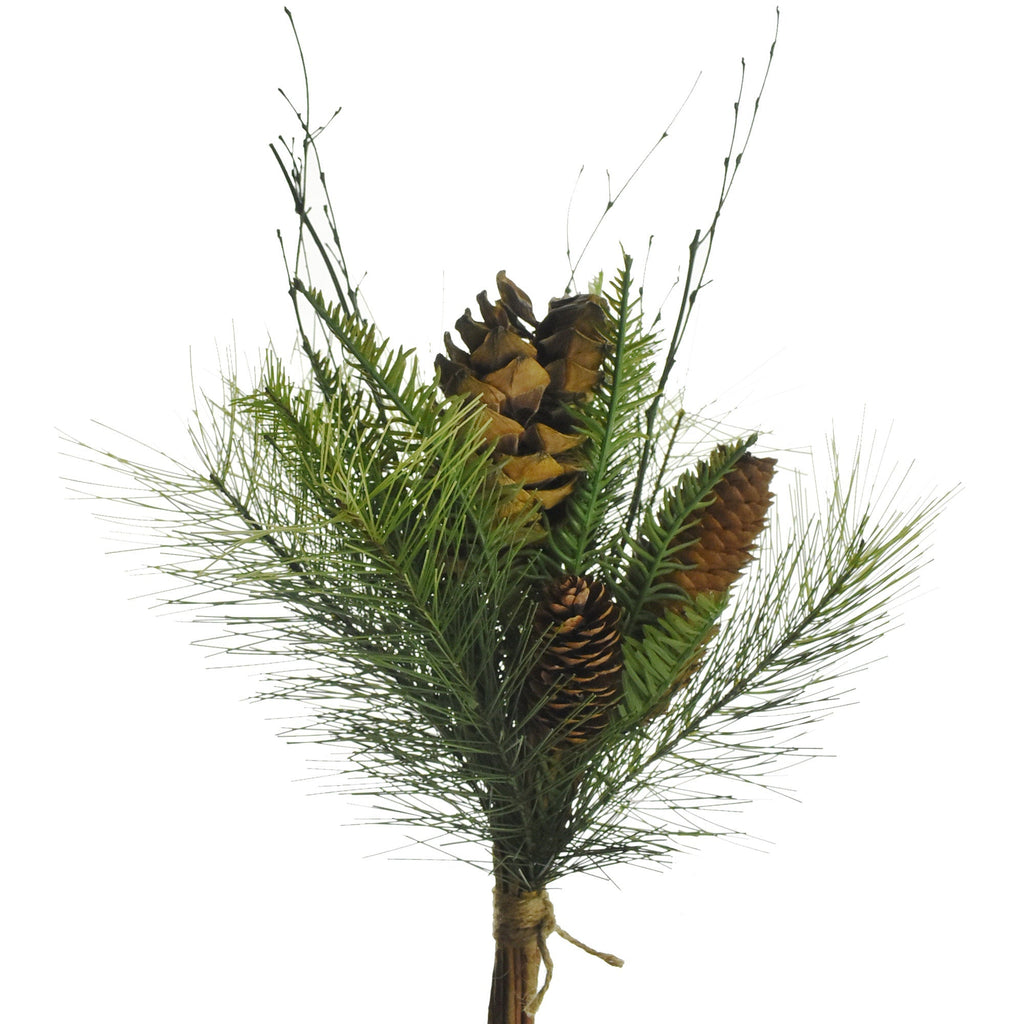 Artificial Pine Leaf and Pine Cone Bouquet, 16-Inch