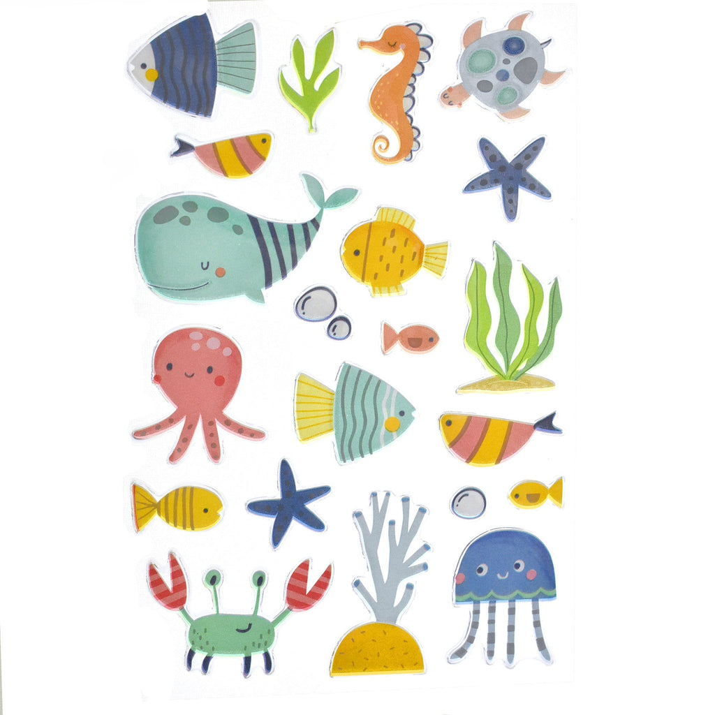 Sea Life Puffy 3D Sticker Sheet, 1-Inch, 21-Piece