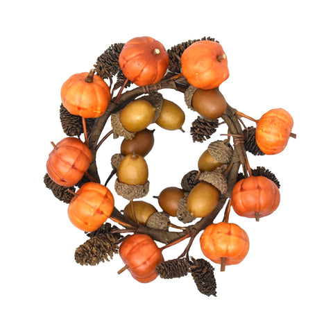 Autumn Pumpkin Branch Candle Ring, 2-1/2-Inch