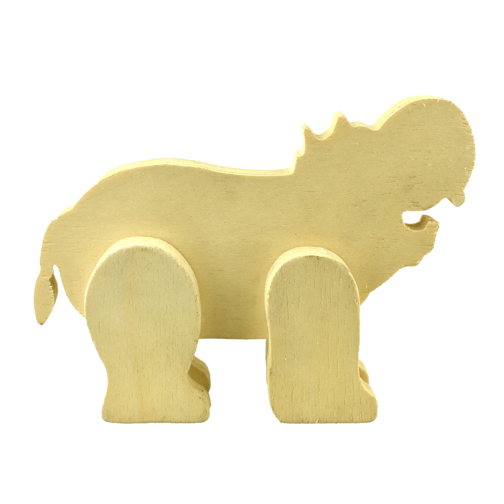 Wood Craft Standing Hippopotamus, 6-1/2-Inch