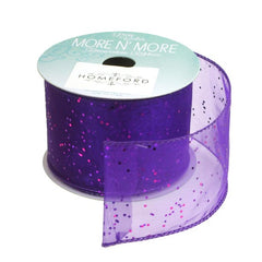 Metallic Dots Chiffon Ribbon Wired Edge, 2-1/2-inch, 10-yard