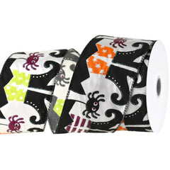 Halloween Witch Legs and Spiders Satin Wired Ribbon, 2-1/2-inch, 10-yard