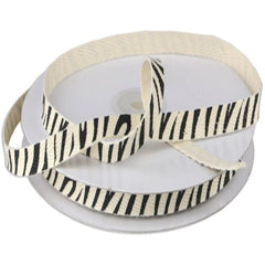 Zebra Stripes Print Cotton Twill Ribbon, 3/8-inch, 25-yard