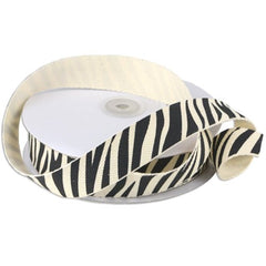 Zebra Stripes Print Cotton Twill Ribbon, 3/8-inch, 25-yard