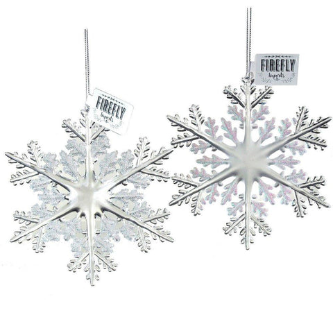 Acrylic Crystal Snowflake Ornaments, 6-inch, 2-piece, Clear/Blue