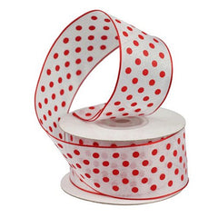 Polka Dot Organza Ribbon Wired Edge, 1-1/2-inch, 10-yard