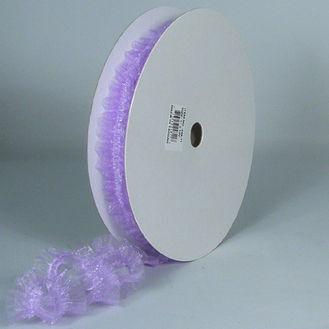 Elastic Organza Ruffled Ribbon, 1-inch, 10-yard, Lavender